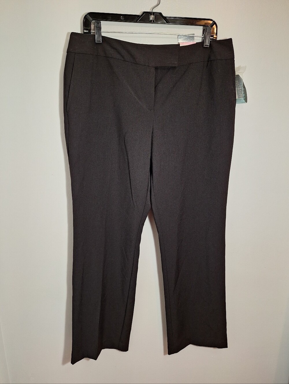 NWT Covington Essentials Straight Leg Flat Front Black Dress Pants Wms 14 Short
